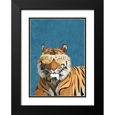 Hip Hop Tiger Black Modern Wood Framed Art Print with Double Matting by Manovski, Sarah