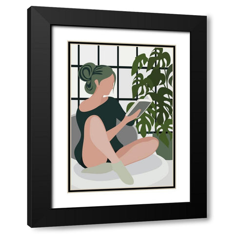 Bookworm Black Modern Wood Framed Art Print with Double Matting by Laiz Blursbyai, Rosana