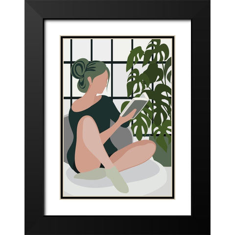 Bookworm Black Modern Wood Framed Art Print with Double Matting by Laiz Blursbyai, Rosana