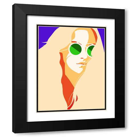 Hippie Girl Black Modern Wood Framed Art Print with Double Matting by Harstedt, Tomas