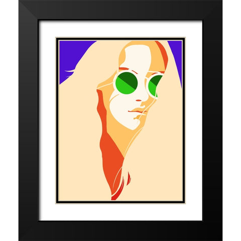 Hippie Girl Black Modern Wood Framed Art Print with Double Matting by Harstedt, Tomas
