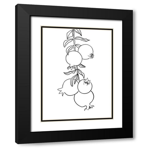 Branch of pomegranates Black Modern Wood Framed Art Print with Double Matting by Laiz Blursbyai, Rosana