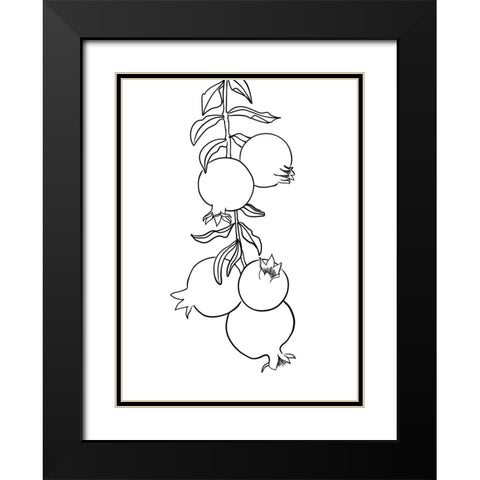 Branch of pomegranates Black Modern Wood Framed Art Print with Double Matting by Laiz Blursbyai, Rosana