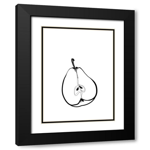 Line art half pear Black Modern Wood Framed Art Print with Double Matting by Laiz Blursbyai, Rosana