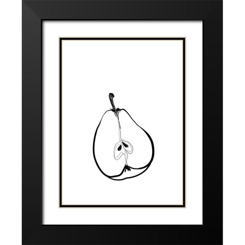 Line art half pear Black Modern Wood Framed Art Print with Double Matting by Laiz Blursbyai, Rosana