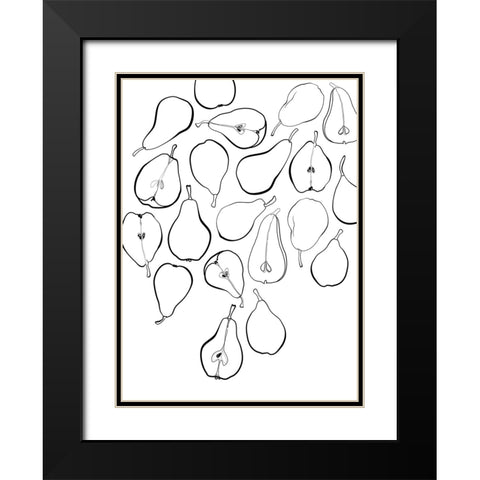 Line art pears Black Modern Wood Framed Art Print with Double Matting by Laiz Blursbyai, Rosana