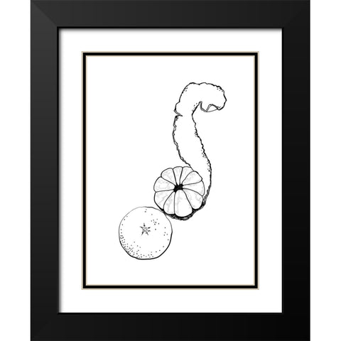 Line art tangerine Black Modern Wood Framed Art Print with Double Matting by Laiz Blursbyai, Rosana