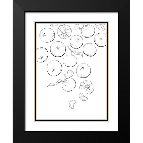 Line art tangerines Black Modern Wood Framed Art Print with Double Matting by Laiz Blursbyai, Rosana