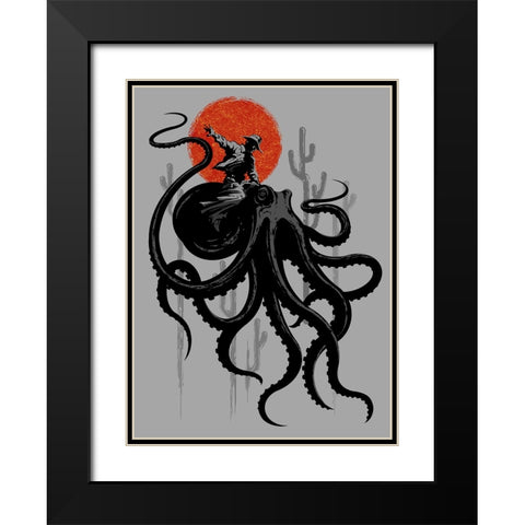 Riding The Octopus Black Modern Wood Framed Art Print with Double Matting by Lawless, Adam