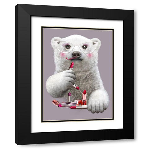 Lipstick Paula Black Modern Wood Framed Art Print with Double Matting by Lawless, Adam