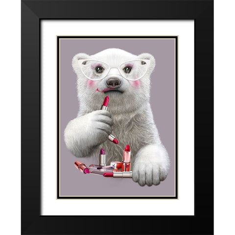 Lipstick Paula Black Modern Wood Framed Art Print with Double Matting by Lawless, Adam