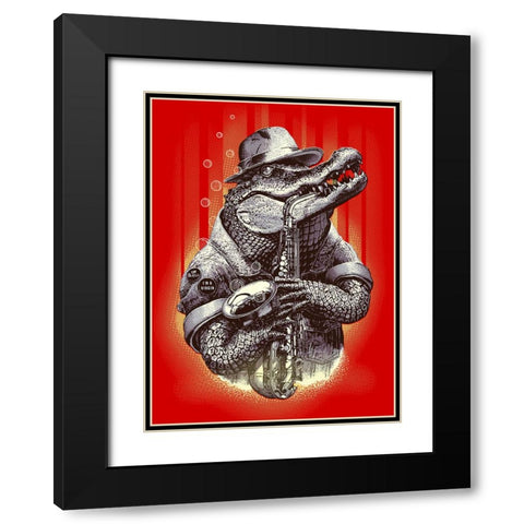 Croc Rocks Black Modern Wood Framed Art Print with Double Matting by Lawless, Adam