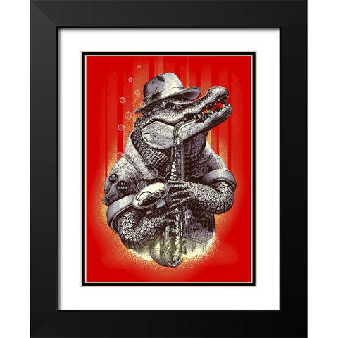 Croc Rocks Black Modern Wood Framed Art Print with Double Matting by Lawless, Adam