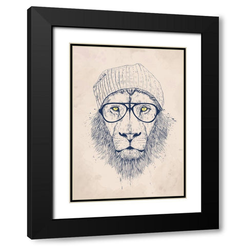 Cool lion Black Modern Wood Framed Art Print with Double Matting by Solti, Balazs