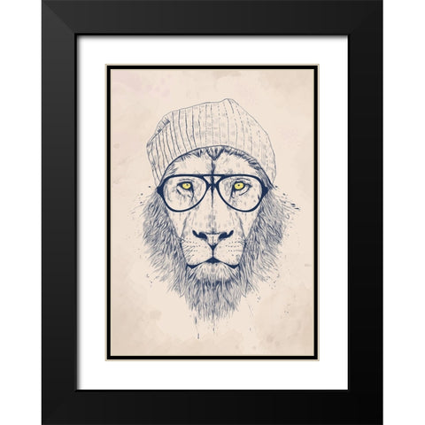 Cool lion Black Modern Wood Framed Art Print with Double Matting by Solti, Balazs