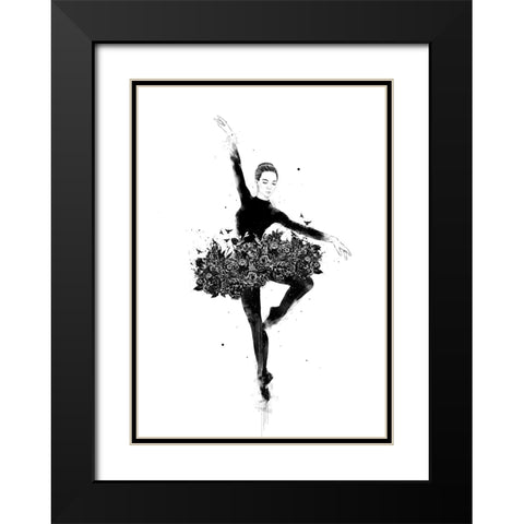 Floral dance Black Modern Wood Framed Art Print with Double Matting by Solti, Balazs