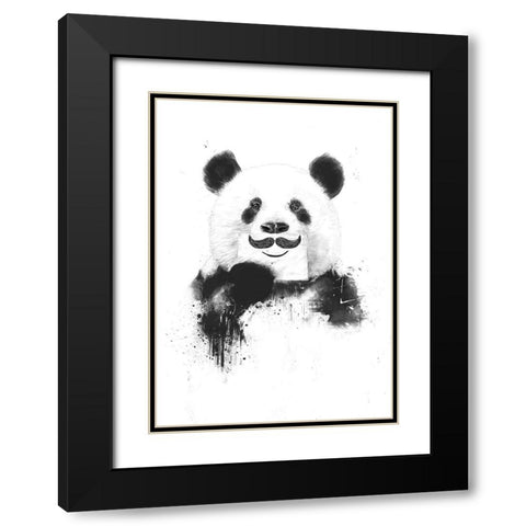 Funny panda Black Modern Wood Framed Art Print with Double Matting by Solti, Balazs