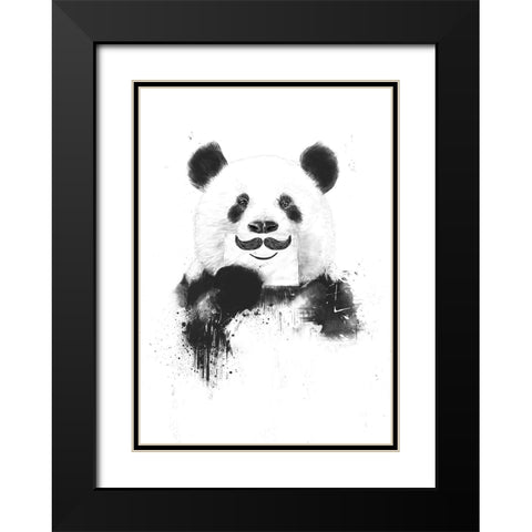 Funny panda Black Modern Wood Framed Art Print with Double Matting by Solti, Balazs
