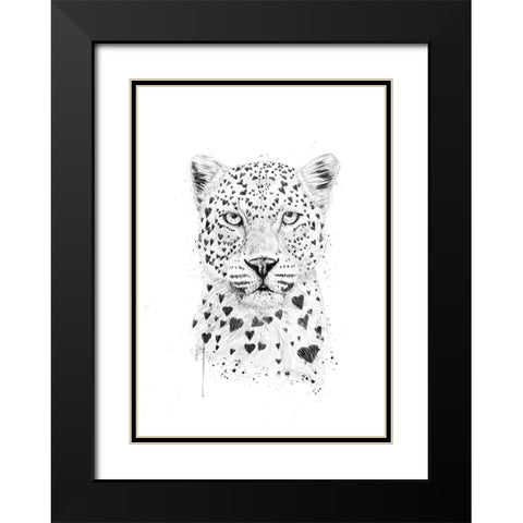 Lovely leopard Black Modern Wood Framed Art Print with Double Matting by Solti, Balazs