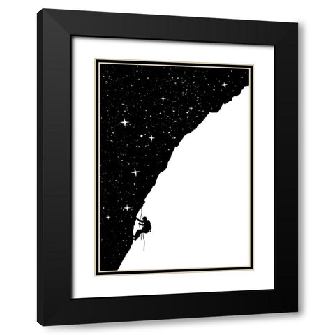 Night climbing (bw) Black Modern Wood Framed Art Print with Double Matting by Solti, Balazs