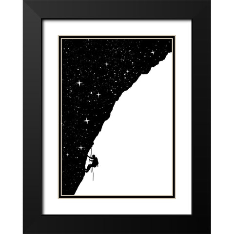 Night climbing (bw) Black Modern Wood Framed Art Print with Double Matting by Solti, Balazs