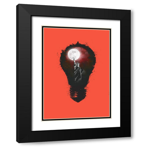 New York City Lights Black Modern Wood Framed Art Print with Double Matting by Solti, Balazs