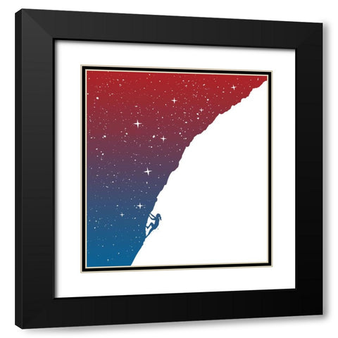 Night climbing Black Modern Wood Framed Art Print with Double Matting by Solti, Balazs