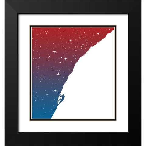 Night climbing Black Modern Wood Framed Art Print with Double Matting by Solti, Balazs
