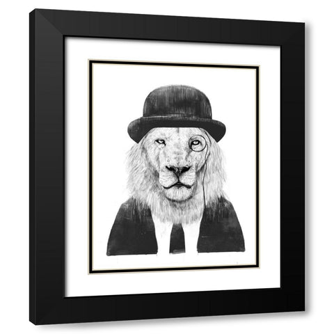 Sir Lion Black Modern Wood Framed Art Print with Double Matting by Solti, Balazs