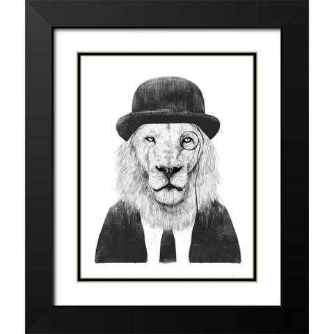 Sir Lion Black Modern Wood Framed Art Print with Double Matting by Solti, Balazs