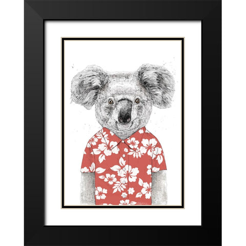 Summer koala (red) Black Modern Wood Framed Art Print with Double Matting by Solti, Balazs