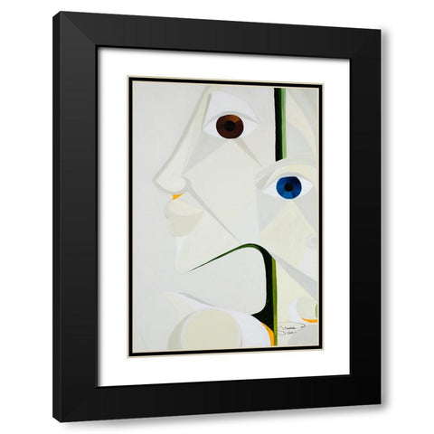 White Orchid Black Modern Wood Framed Art Print with Double Matting by Florea, Simona