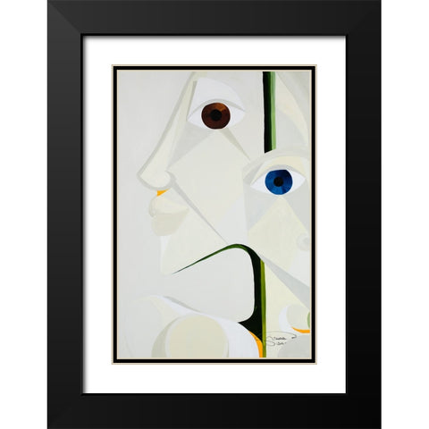 White Orchid Black Modern Wood Framed Art Print with Double Matting by Florea, Simona