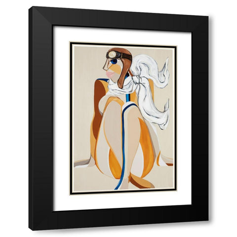 Amelia Earhart Black Modern Wood Framed Art Print with Double Matting by Florea, Simona