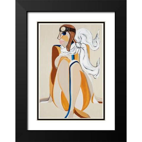 Amelia Earhart Black Modern Wood Framed Art Print with Double Matting by Florea, Simona