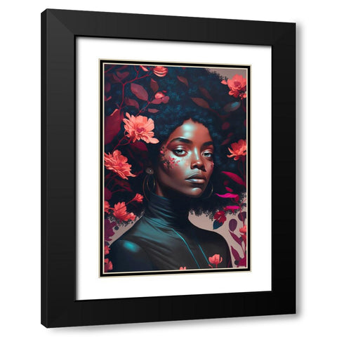 Goddess Of The Flowers Black Modern Wood Framed Art Print with Double Matting by Treechild