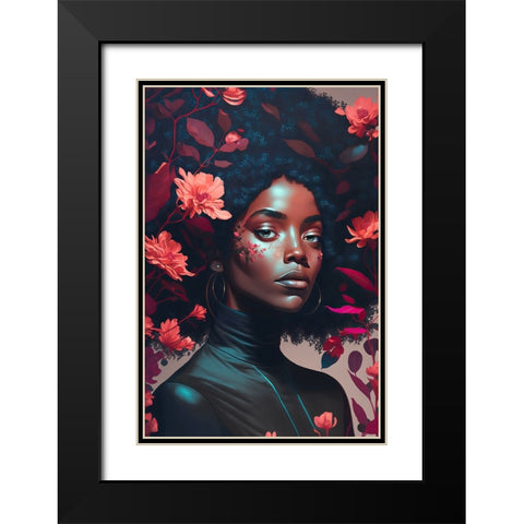 Goddess Of The Flowers Black Modern Wood Framed Art Print with Double Matting by Treechild