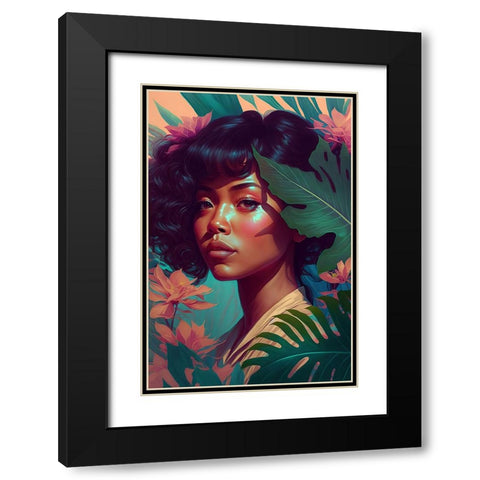Hawaiian Beauty Black Modern Wood Framed Art Print with Double Matting by Treechild