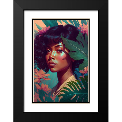Hawaiian Beauty Black Modern Wood Framed Art Print with Double Matting by Treechild