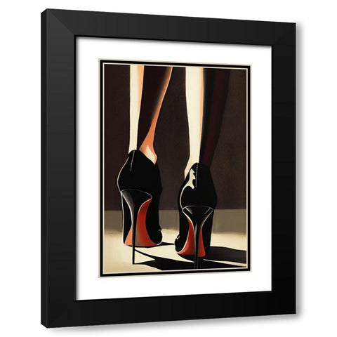 Heels Black Modern Wood Framed Art Print with Double Matting by Treechild