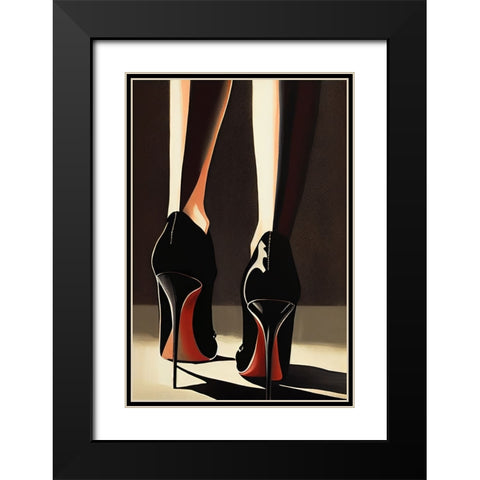 Heels Black Modern Wood Framed Art Print with Double Matting by Treechild