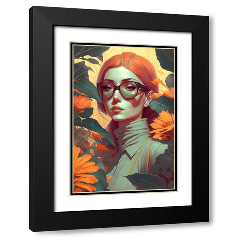 Beauty In The Jungle Black Modern Wood Framed Art Print with Double Matting by Treechild
