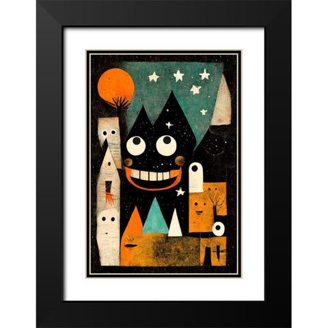 Monster Ville Black Modern Wood Framed Art Print with Double Matting by Treechild