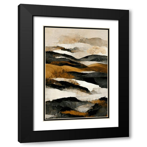 Ochre And Beige Mountains Black Modern Wood Framed Art Print with Double Matting by Treechild