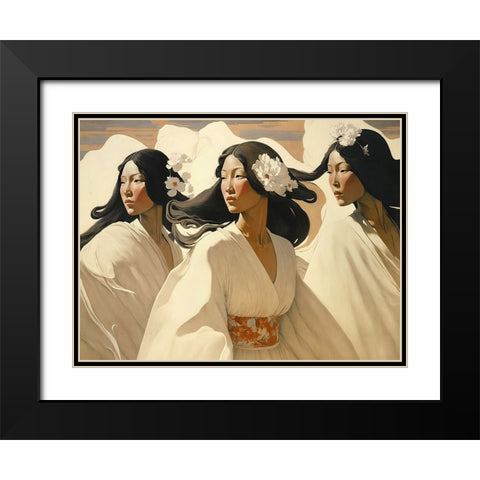 The Dance Of The Sisters Black Modern Wood Framed Art Print with Double Matting by Treechild