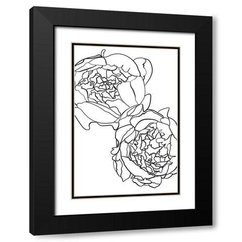 Sallys peonies in black and white Black Modern Wood Framed Art Print with Double Matting by Laiz Blursbyai, Rosana