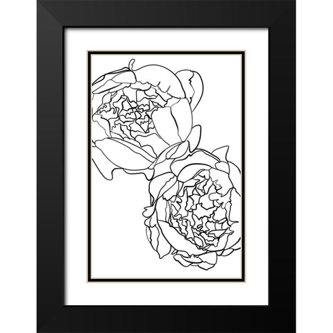 Sallys peonies in black and white Black Modern Wood Framed Art Print with Double Matting by Laiz Blursbyai, Rosana
