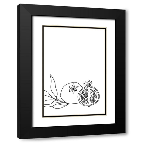 Pomegranate line art Black Modern Wood Framed Art Print with Double Matting by Laiz Blursbyai, Rosana