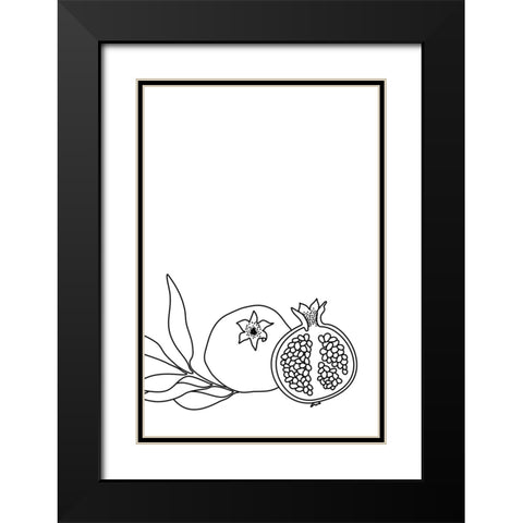 Pomegranate line art Black Modern Wood Framed Art Print with Double Matting by Laiz Blursbyai, Rosana