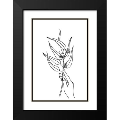 Seeded eucalyptus line art Black Modern Wood Framed Art Print with Double Matting by Laiz Blursbyai, Rosana
